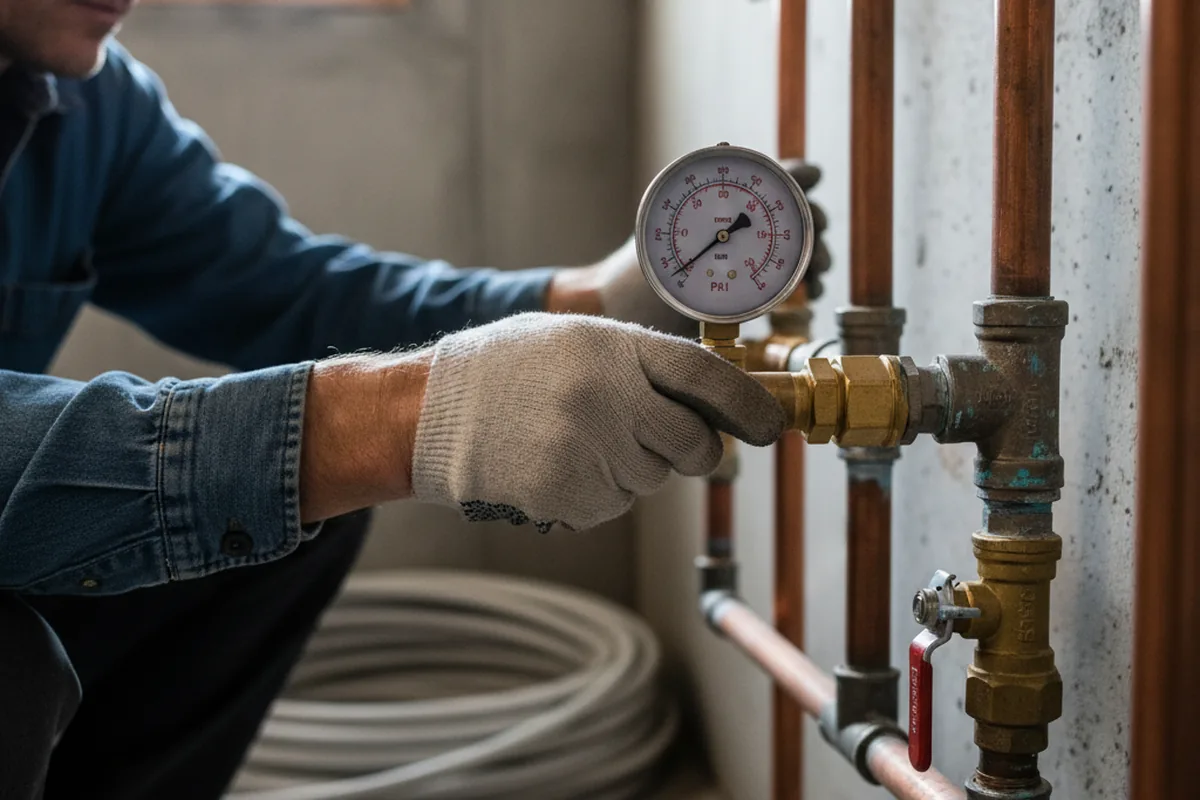 Pressure testing a repaired line during Water Line Repair in Simonton