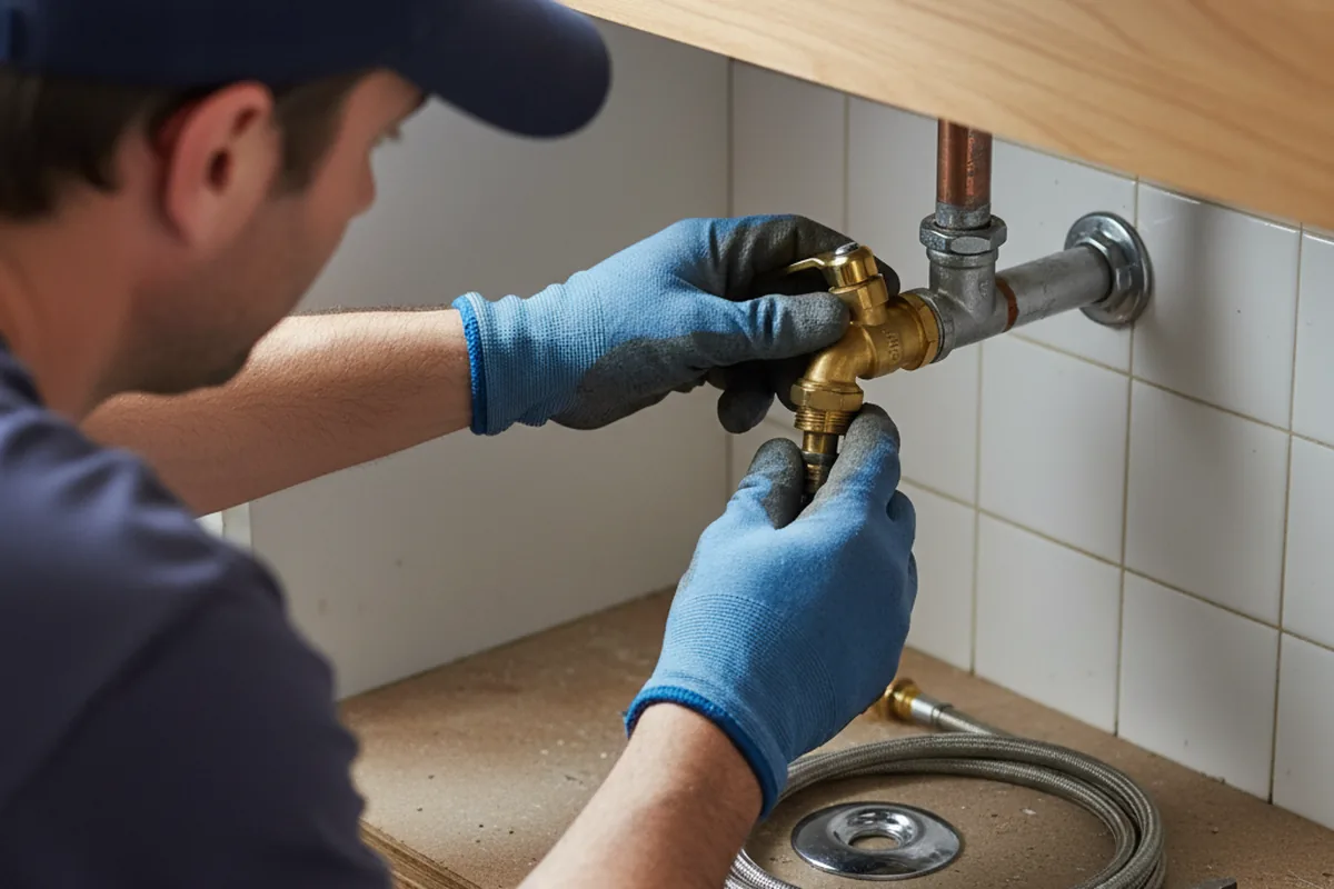 Shutoff valve and fitting work during Faucet and Fixture Repair in Simonton